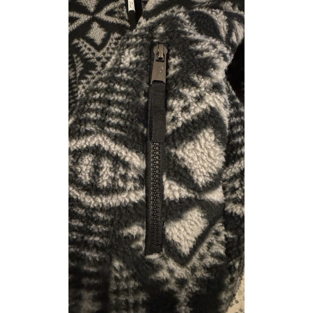 Pendleton BLACK/SILVER GRAY GEOMETRIC Half-Zip Sherpa Fleece Jacket Men's Medium - Picture 2 of 9